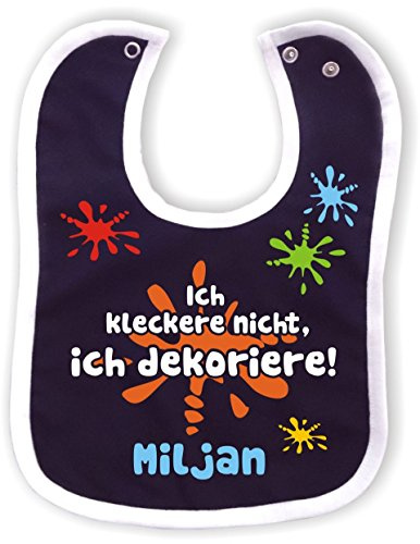 Kleiner Fratz Baby Lätzchen mit Saum personalisiert mit Namen - ICH KLECKERE NICHT, ICH DEKORIERE