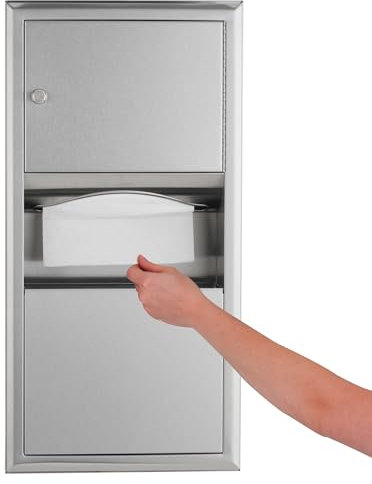 Bobrick 3699 classicseries Edelstahl Aufputz Papier Handtuch Spender/schnittgutbehälter, Satin Finish, 2 Liter Kapazität, 14–1/10,2 cm Breite x 71,1 cm Höhe