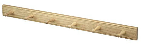Shaker Oak 6 Peg Rail Natural 91.5x7x8.5cm, Coat Hooks and Rails Range