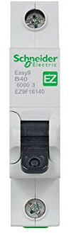 Schneider Electric Easy9 - MCB Miniature Circuit Breaker, 1 Pole, Type B, 6kA Breaking Capacity, 40A, 230V, EZ9F16140