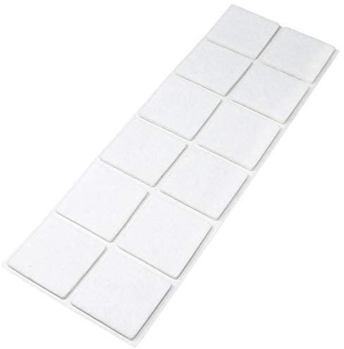 Adsamm® / 12 x feltrini autoadesivi/Bianco / 40x40 mm/Quadrato/piedini per mobili in feltro da 3.5 mm di spessore/pad protettivi per arredi