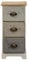 Rebecca Mobili Commode 3 Tiroirs, Table de Chevet en Bois, Blanc Beige Gris, Bois de Paulownia, Style Vintage, Chambre Salle de Bain – Dimensions: 62 x 29 x 25 cm (HxLxL) - Art. RE4481