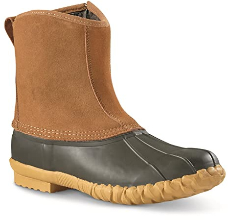 Guide Gear Men’s Side Zip Insulated Leather Duck Boots, Winter Boots for Men, Waterproof Rain Shoes, 400 Gram Tan 11D (Medium)