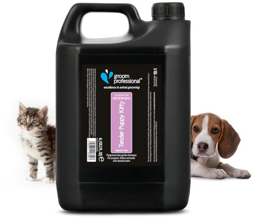 GROOM PROFESSIONAL Tender Puppy Kitty Hundeshampoo Sensitiv - Sanftes und Beruhigendes Shampoo für Juckende Haut - Lindert Hautirritationen - Sanfte Formel - Perfekt für Welpen, 4 Liter