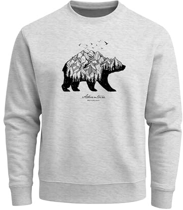 Neverless Sweatshirt Herren Bär Abenteuer Berge Wald Bear Mountains Adventure Rundhals-Pullover