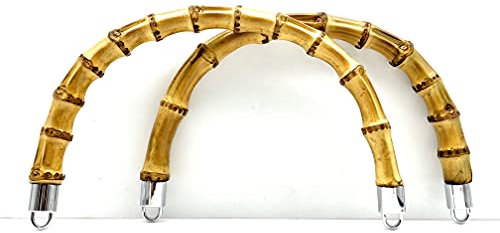 Manici in bambù per borse per la realizzazione di borse e borsette o di ricambio lotto da una coppia (2 pezzi) forma rotonda e a U 22 cm U shape