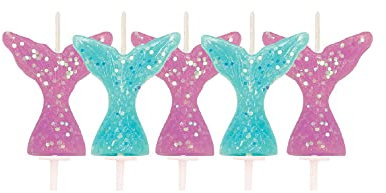 Anniversary House Glitter Mermaid Tail Pick Candles,Purple & Aqua,7 centimeters