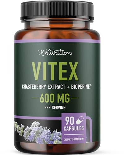 Vitex Chasteberry Supplement 600mg | Agnus Castus for Women's Hormone Balance, Menopause, Menstrual Regularity & Hormonal Acne* | Certified Gluten-Free, Vegetarian | 90 Capsules, 3-Month Supply