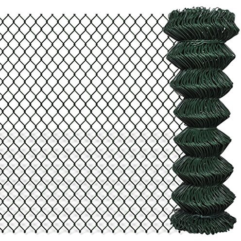 yorten Maschendrahtzaun Gitterzaun Drahtzaun Metall Gartenzaun Verzinkte Stahldr?hte Grün 1,25 x 25 m (H x L)