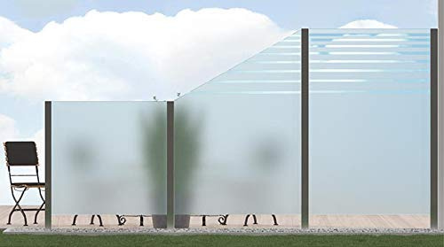 Bijon Sichtschutz Glas Terrassen, Windschutz Glaszaun, Garten, Satiniert mit klarem Abschluss oben PG8-O | 109x183,5cm