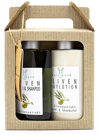 Oliven Duschbad & Shampoo und Bodylotion im Geschenkkarton, je 200 ml