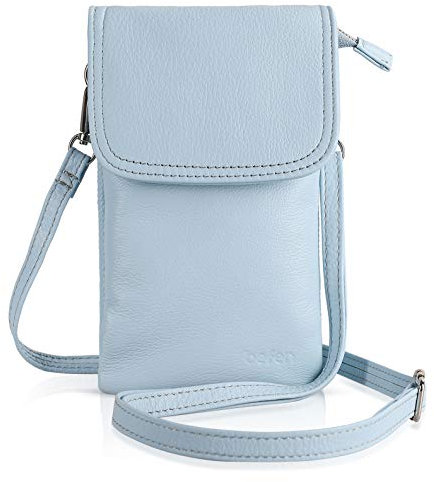 befen Echtleder Damen Umhängetasche Handtaschen, Kleine Handy Umhängetasche für Damen mit langem Gurt und Schlüsselring passend für Phone 8 Plus oder Handy mit einer Länge von max 16,5 cm
