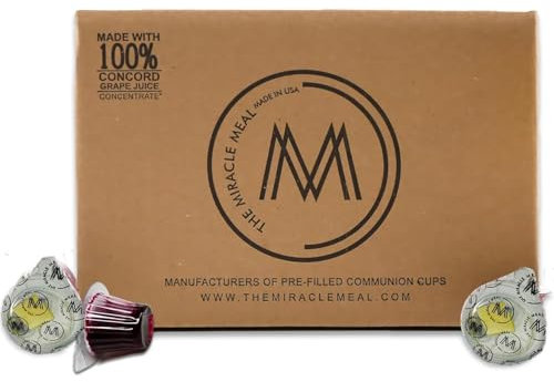 The Miracle Meal Pre-Filled Communion Cups & Wafer - Box of 250 - Concord Grape Juice & Wafer- Made in the USA - Premium Quality Guaranteed