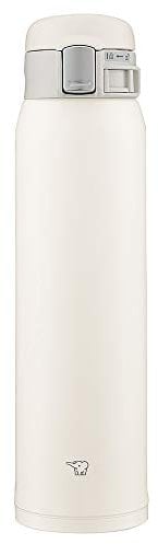 Zojirushi SM-SF60-WM Bouteille d'eau, boisson directe, ouverture par simple pression, tasse en acier inoxydable, 600 ml, blanc pâle