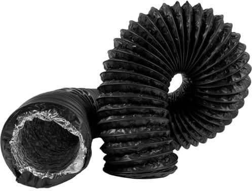 10 cm / 100 mm - 1 m lang Schwarz Luftkanal, Flexibler Luftschlauch, 4-lagiger HVAC-Belüftungssch Ablufts, Einlassschlauch chlauch – ideal für Gewächshauszelte, Growbox, Hauslüftungs-Registerlinien