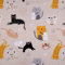 Baumwollstoff mit Kindermotiven | Meterware | Betten Decken Accessoires (Hellbeige - mit Katzen)