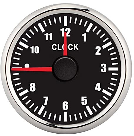 Auto Zifferblatt Uhr Auto Dash Stundenzähler 2 Zoll Universal 0-12 Betriebsstundenzähler Uhr Instrumententafel Messgeräte Anzeige Rote Hintergrundbeleuchtung 12 V/24 V für Auto Boot Yacht