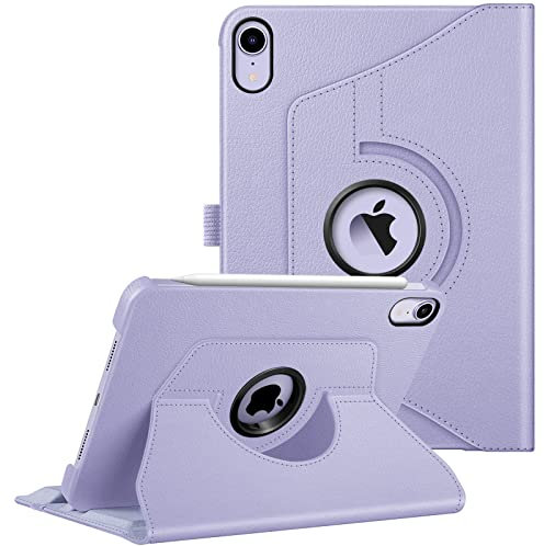 FINTIE Case for iPad Mini A17 Pro (2024) 8.3 Inch, iPad Mini 7th / 6th Generation (2024/2021), 360 Degree Swiveling Stand Protective Back Cover, Auto Wake/Sleep, Lilac Purple