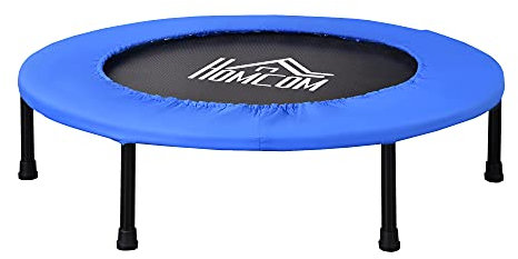 HOMCOM Trampolino Elastico per Allenamento con 30 Molle, Tappeto Fitness in Acciaio, Plastica e PP, Ø91x22.5 cm, Nero e Blu