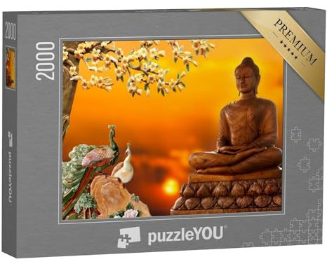 puzzleYOU: Puzzle 2000 Teile „3D Buddha als Hintergrund“ – aus der Puzzle-Kollektion Buddha, Menschen