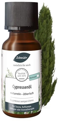 Saunabedarf Schneider Cypressenöl – ätherische Ölmischung naturrein – 20 ml Inhalt – wohltuender Lufterfrischer