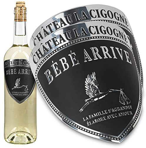 Lajeux® Étiquette Autocollant Bouteille Vin x2 • Annonce Grossesse • BéBé Arrive • Métal • Annonce Grossesse Grand Parents • Annonce Grossesse Originale • Annonce naissance papa • Marraine & Parrain