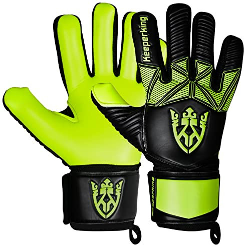 Keeperking Torwarthandschuhe Kinder Jugend Erwachsene Fußballhandschuhe ohne fingersave 4mm Vorhand (10, B-Gelb)
