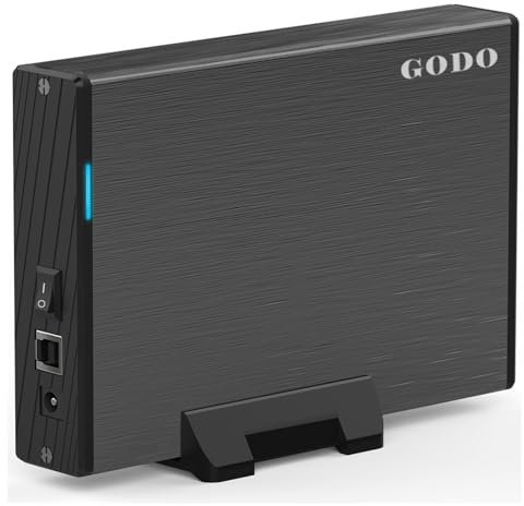 GODO USB 3.0 auf 3,5 Zoll Festplattengehäuse, vertikale externe Festplatte Dock mit Ständer für 3,5 Zoll SATA HDD SSD, Aluminium-Legierung Laufwerkgehäuse unterstützt bis zu 16 TB mit UASP, Netzteil