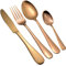 1Above 24 Pieces Cutlery Set for 6 People, Stainless Steel Flatware Set with Spoon, Knives, Fork and Tea Spoon. Dishwasher Safe, Easy Clean, Mirror Polished (Copper)