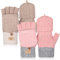 Neer 2 Paar Damen Fingerlos Handschuhe mit Kappe Strick Thermo Halbfinger Fäustlinge Frauen Warm Winterhandschuhe (Khaki, Rosa)