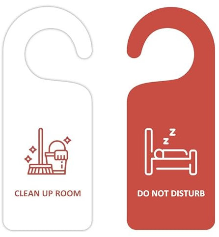 TOPTIE Panneau pour Porte Ne Pas déranger Panneau de Suspension de Porte de Salle de Nettoyage pour hôtel, Signe Suspendu de Porte do Not Disturb Double Face, Rouge et Blanc