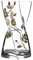 Gold Forever Rose Leaf Tendril Contemporary Square Twist Design Glass Flower Vase - Mouth Blown/Hand Decorated Glass - Ideal Golden Wedding/50th Wedding 20 cm