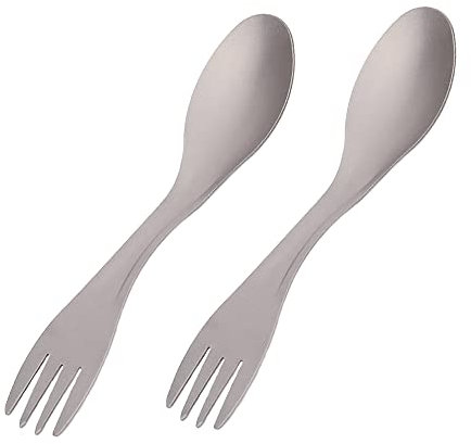 Spork Camping Utensil, 2 Pack 2-in-1 Lightweight Spoon Fork Tableware, Titanium Spork Camping Cutlery for Home Backpacking Hiking Outdoors