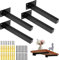4 Pcs Equerre Etagere Industrielle Support d'étagère Murale Fixation Rétro,Supports Equerre Etagere，Supports Plateaux en Métal avec Vis Tablette Mural Bride,Noir en Acier Inoxydable (8in Noir)