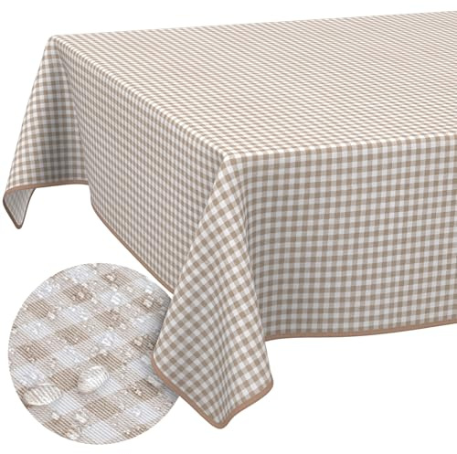 Tischdecke aus Stoff Textil abwaschbar Tischwäsche Tischtuch Baumwolle Polyester Vichy Gray Rund 100cm In-/Outdoor Tischdecke