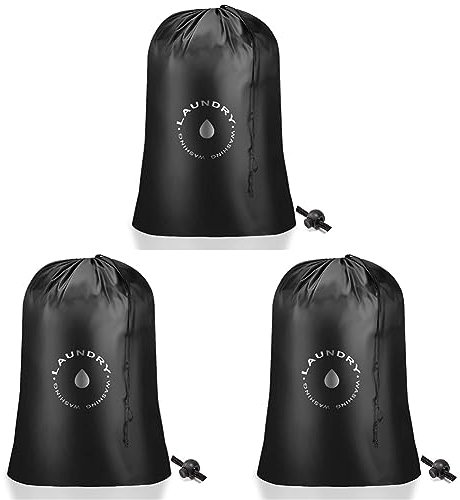 AiQInu Bolsa de Lavandería Plegable,Bolsas de Ropa con Cordón, Organizador Material Antidesgarros para Cuarto de Lavado Cocina Dormitorio Hotel de Viaje 60 x 85cm (Paquete de 3)