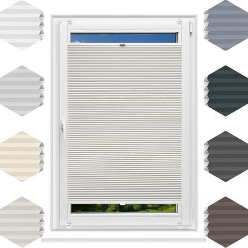 Rettika Wabenplissee ohne Bohren nach Maß 30-129x150-230cm Thermo | 100% Verdunkelung, Wabenstruktur mit silberner Thermoschicht, Metallhaken 5-25 mm, weiße Rückseite, Spannschuhe