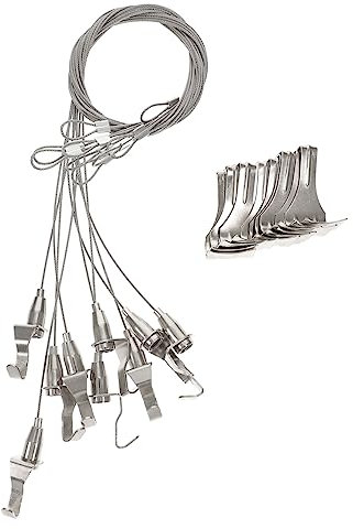 SEWOART 10pezzi Cavi Appendiquadri Regolabili Con Ganci in Acciaio Linea Flessibile Per Appendere Cornici Specchi e Segnaletica Uso Interno Ed Esterno Installazione Facile e Resistente