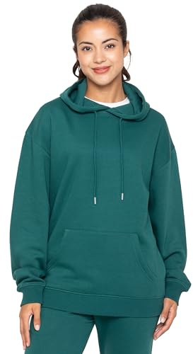 989Zé ENZO Women Oversized Hoodie Sweatshirt Soft Fleece Lined Pullover Zip Sweat Hood (UK, Alpha, M, Regular, Regular, Dark Green)