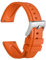 WOCCI 24mm Hevea Uhrenarmband für Herren, FKM Gummi Armband, Schnellverschluss, Silberne Schnalle (Orange)