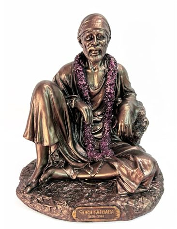 Gangesindia Sai Baba-Statue, gebondete Bronze in brauner Farbe, Kunstharz, Sai Ram Shirdi-Figur, Dekoration, Zuhause und Büro, Geschenk