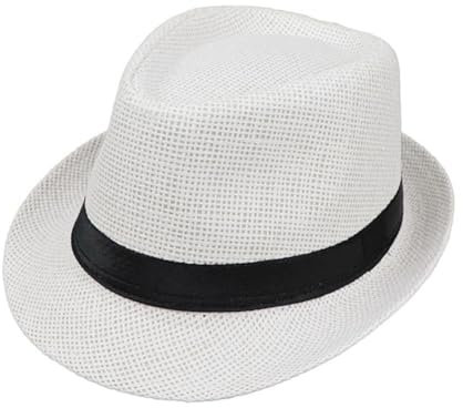 Sombrero Panama Fedora Trilby de Paja Para Hombre Mujer Niño - Copa Gorra de Jazz Para Sol de Verano Beach Sun Cap