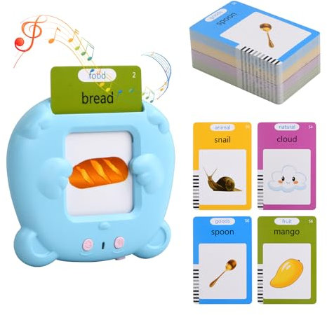 Vesaneae Sprechende Flash Karten Englisch, Kinder Lernkarten mit 112 Blätter 224 Wörter, Lernspielzeug Englisch Lernen für Kinder, Vorschulkinder Geschenk, Lernspielzeug für Kinder 1-7 Jahre