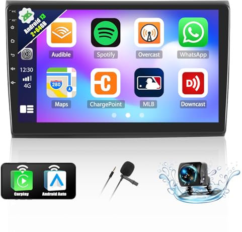 2+64G Android 13 Autoradio 2din für FIAT Bravo 2007-2012 mit Wireless CarPlay Android Auto, 9 '' Bildschirm mit Navi Bluetooth GPS Mirror Link FM RDS WiFi SWC EQ HiFi + Rückfahrkamera