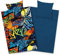Aminata kids Mikrofaser Bettwäsche Graffiti 135x200 Mädchen Jungen Jugendliche mit Reißverschluss - Bügelfrei - vorteilhaft für Allergiker - bunt blau