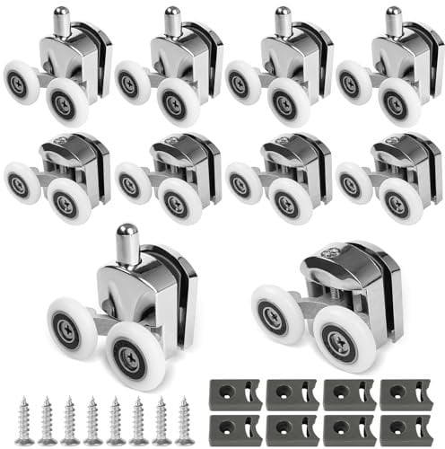 8 Pcs Shower Door Rollers 23mm Curved Wheels With Anti-Collision Block and Screws - Zinc Alloy Replacement for Curved Bathroom Glass Doors