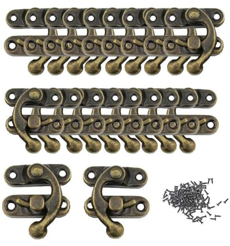 NIYATA 20 Stück Antiker Vintage Schnell Verschluss, 32 x 27 mm | Kistenverschluss Bronze, Retro Metall Verschluss aus Eisen für Holzkiste, Schmuckkiste, Weinkiste, Schrank und DIY