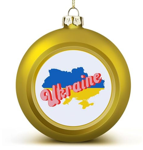 Goldene Ukraine-Flagge, Weihnachtsball-Ornament – Ukraine-Flagge, Weihnachtskugel, hängende Ornamente, Andenken, Souvenir für Weihnachtsbaum, Dekoration, saisonale Feiertage, Partyzubehör