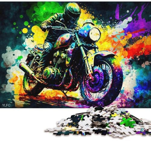 Puzzle mit 1000 Teilen, Cooles Motorrad-Puzzle für Erwachsene, Kartonpuzzle, Heimkunstdekor (Größe 38 * 26 cm)