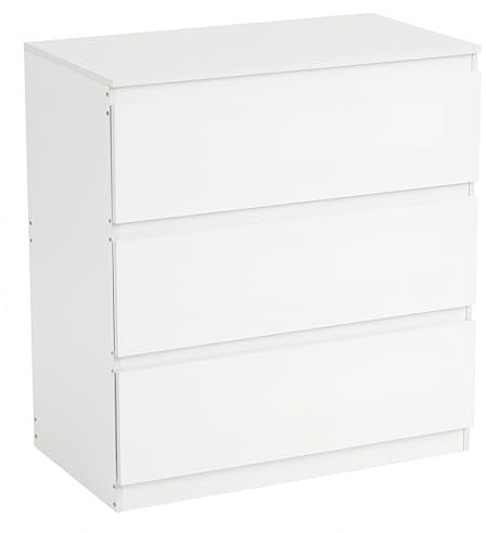 GOKHOMX Commode Blanche,Meuble de Rangement,Moderne Commode Chambre 3 Tiroirs,Table d'appoint,Coiffeuse Table de Chevet Haute 75CM Convient pour Salon Chambre Bureau(70x40x75cm)
